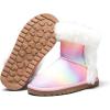 imageK KomForme Girls Snow Boots Warm Fur Lined Glitter Strap Winter Shoes Lightweight with HookandloopToddlerLittle KidsBig KidsNew Rainbow