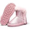 imageK KomForme Girls Snow Boots Warm Fur Lined Glitter Strap Winter Shoes Lightweight with HookandloopToddlerLittle KidsBig KidsPink