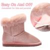 imageK KomForme Girls Snow Boots Warm Fur Lined Glitter Strap Winter Shoes Lightweight with HookandloopToddlerLittle KidsBig KidsPink