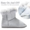imageK KomForme Girls Snow Boots Warm Fur Lined Glitter Strap Winter Shoes Lightweight with HookandloopToddlerLittle KidsBig KidsSilver