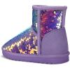 imageK KomForme Girls Winter Boots Sparkle Sequins Warm Snow Shoes Fur Lined Lightweight Comfy ToddlerLittle KidsBig KidsPurple