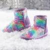 imageK KomForme Girls Winter Boots Sparkle Sequins Warm Snow Shoes Fur Lined Lightweight Comfy ToddlerLittle KidsBig KidsRainbow