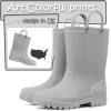 imageK KomForme Kids Girls ampamp Boys Rain Boots with Easyon Handles Waterproof OutdoorsGrey