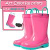 imageK KomForme Kids Girls ampamp Boys Rain Boots with Easyon Handles Waterproof OutdoorsHot Pink
