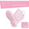 imageK KomForme Kids Girls ampamp Boys Rain Boots with Easyon Handles Waterproof OutdoorsLight Pink