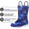imageK KomForme Kids Rain Boots Waterproof Light up Boots with Easyon HandlesBlue Dinosaur