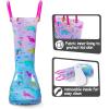 imageK KomForme Kids Rain Boots Waterproof Light up Boots with Easyon HandlesColorful Pink Dinosaur