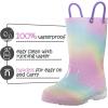 imageK KomForme Toddler Light Up Rain Boots for Girls Boys Waterproof Rain Boots with Handles OutdoorsAurora Gradient