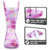 imageK KomForme Toddler Light Up Rain Boots for Girls Boys Waterproof Rain Boots with Handles OutdoorsPurple Flower
