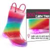 imageK KomForme Toddler Light Up Rain Boots for Girls Boys Waterproof Rain Boots with Handles OutdoorsShimmer Rainbow