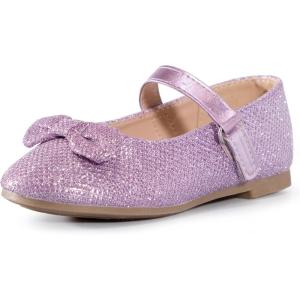 imageK KomForme Girls Ballet Flats NonSlip Soft Mary Jane Walking Party Dress Shoes for ToddlerLittle KidBig KidPurple Glitter