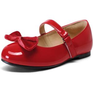 imageK KomForme Girls Ballet Flats NonSlip Soft Mary Jane Walking Party Dress Shoes for ToddlerLittle KidBig KidRed Patent
