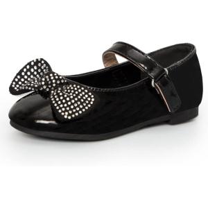 imageK KomForme Girls Ballet Flats NonSlip Soft Mary Jane Walking Party Dress Shoes for ToddlerLittle KidBig KidSilk Black