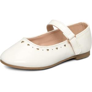 imageK KomForme Girls Ballet Flats NonSlip Soft Mary Jane Walking Party Dress Shoes for ToddlerLittle KidBig KidWhite Heart