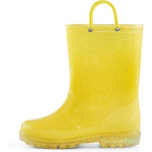 imageK KomForme Girls Rain BootsKids Glitter Waterproof Boots with Easyon HandlesYellow