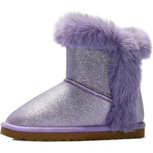 imageK KomForme Girls Snow Boots Warm Fur Lined Glitter Strap Winter Shoes Lightweight with HookandloopToddlerLittle KidsBig KidsNew Purple