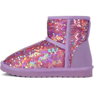 imageK KomForme Girls Winter Boots Sparkle Sequins Warm Snow Shoes Fur Lined Lightweight Comfy ToddlerLittle KidsBig KidsLight Purple