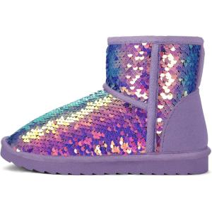 imageK KomForme Girls Winter Boots Sparkle Sequins Warm Snow Shoes Fur Lined Lightweight Comfy ToddlerLittle KidsBig KidsPurple
