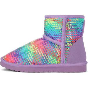 imageK KomForme Girls Winter Boots Sparkle Sequins Warm Snow Shoes Fur Lined Lightweight Comfy ToddlerLittle KidsBig KidsRainbow