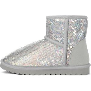 imageK KomForme Girls Winter Boots Sparkle Sequins Warm Snow Shoes Fur Lined Lightweight Comfy ToddlerLittle KidsBig KidsSliver Colorful