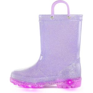 imageK KomForme Kids Rain Boots Waterproof Light up Boots with Easyon HandlesPurple Glitter
