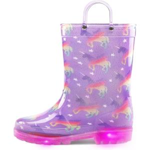 imageK KomForme Kids Rain Boots Waterproof Light up Boots with Easyon HandlesUnicorn Glitter