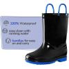 imageK KomForme Girls Boys Rain Boots Waterproof with Easy on Handles for ToddlerLittle KidBig KidBlackblue