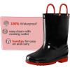 imageK KomForme Girls Boys Rain Boots Waterproof with Easy on Handles for ToddlerLittle KidBig KidBlackred