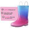 imageK KomForme Girls Boys Rain Boots Waterproof with Easy on Handles for ToddlerLittle KidBig KidBluepink