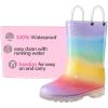imageK KomForme Girls Boys Rain Boots Waterproof with Easy on Handles for ToddlerLittle KidBig KidBlueyellow