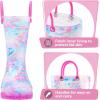 imageK KomForme Girls Boys Rain Boots Waterproof with Easy on Handles for ToddlerLittle KidBig KidColorful Halo
