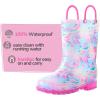 imageK KomForme Girls Boys Rain Boots Waterproof with Easy on Handles for ToddlerLittle KidBig KidColorful Halo
