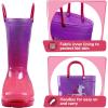 imageK KomForme Girls Boys Rain Boots Waterproof with Easy on Handles for ToddlerLittle KidBig KidPink Purple Unicorn