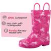 imageK KomForme Girls Boys Rain Boots Waterproof with Easy on Handles for ToddlerLittle KidBig KidPink Unicorn