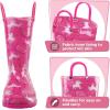 imageK KomForme Girls Boys Rain Boots Waterproof with Easy on Handles for ToddlerLittle KidBig KidPink Unicorn