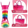 imageK KomForme Girls Boys Rain Boots Waterproof with Easy on Handles for ToddlerLittle KidBig KidRainbow