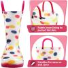 imageK KomForme Girls Boys Rain Boots Waterproof with Easy on Handles for ToddlerLittle KidBig KidWhite Dots