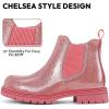 imageK KomForme Girls Glitter Ankle Boots Side Zipper Chelsea Booties Lug Sole ToddlerLittle KidsBig KidsPink