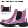 imageK KomForme Girls Glitter Ankle Boots Side Zipper Chelsea Booties Lug Sole ToddlerLittle KidsBig KidsPurple