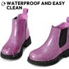 imageK KomForme Girls Glitter Ankle Boots Side Zipper Chelsea Booties Lug Sole ToddlerLittle KidsBig KidsPurple