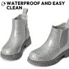 imageK KomForme Girls Glitter Ankle Boots Side Zipper Chelsea Booties Lug Sole ToddlerLittle KidsBig KidsSilver