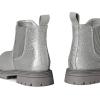 imageK KomForme Girls Glitter Ankle Boots Side Zipper Chelsea Booties Lug Sole ToddlerLittle KidsBig KidsSilver