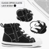 imageK KomForme Kids Sneakers for Boys and Girls Toddler Canvas High Top Walking Causal Shoes with ZipperBlack