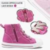 imageK KomForme Kids Sneakers for Boys and Girls Toddler Canvas High Top Walking Causal Shoes with ZipperPink