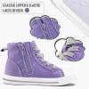 imageK KomForme Kids Sneakers for Boys and Girls Toddler Canvas High Top Walking Causal Shoes with ZipperPurple