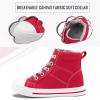 imageK KomForme Kids Sneakers for Boys and Girls Toddler Canvas High Top Walking Causal Shoes with ZipperRed