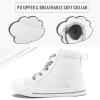 imageK KomForme Kids Sneakers for Boys and Girls Toddler Canvas High Top Walking Causal Shoes with ZipperWhitepu
