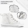 imageK KomForme Kids Sneakers for Boys and Girls Toddler Canvas High Top Walking Causal Shoes with ZipperWhitepu