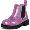 imageK KomForme Girls Glitter Ankle Boots Side Zipper Chelsea Booties Lug Sole ToddlerLittle KidsBig KidsPurple