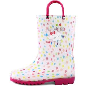 imageK KomForme Girls Boys Rain Boots Waterproof with Easy on Handles for ToddlerLittle KidBig KidRaindrops